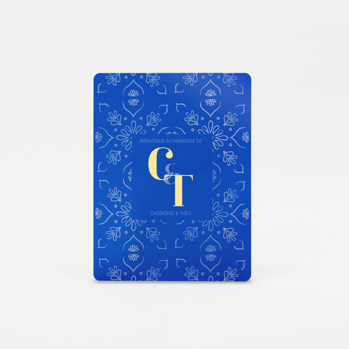 Panneau bienvenue personnalisé acrylique bleu givré 59x78 cm - Blue Mediterraneo