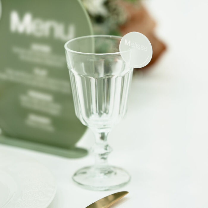 Marque-verre mariage personnalisé prénoms invités acrylique givré 4x4 cm - Garden