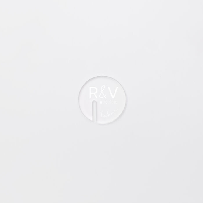 Marque-verre mariage personnalisé initiales ou prénoms mariés acrylique givré 4x4 cm - Garden