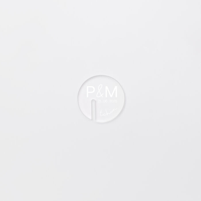 Marque-verre mariage personnalisé initiales ou prénoms mariés acrylique givré 4x4 cm - Garden