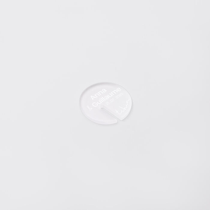 Marque-verre mariage personnalisé initiales ou prénoms mariés acrylique givré 4x4 cm - Garden