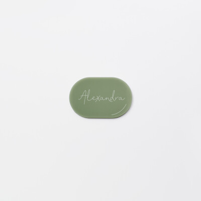 Marque-place mariage personnalisé acrylique vert 5,3x3,5 cm - Garden