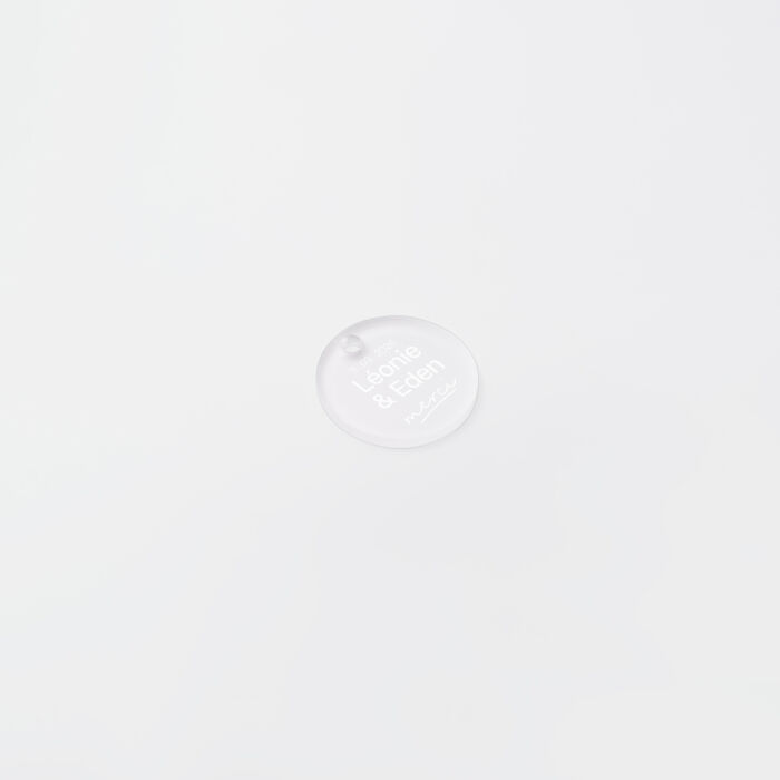 Etiquette cadeau mariage personnalisée prénoms mariés acrylique givré 3,5x3,5 cm - Garden