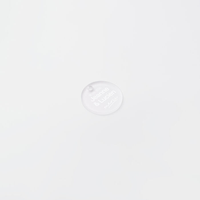 Etiquette cadeau mariage personnalisée prénoms mariés acrylique givré 3,5x3,5 cm - Garden