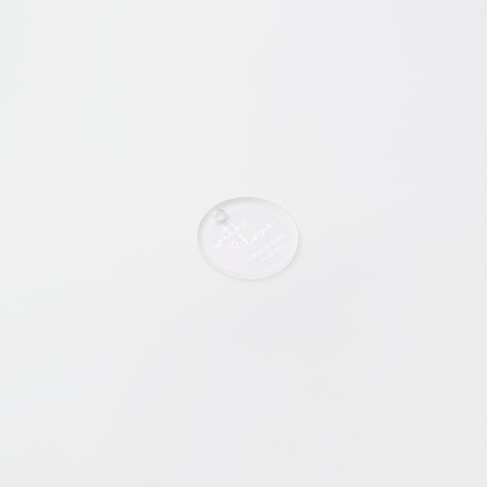 Etiquette cadeau mariage personnalisée "With Love" acrylique givré 3,5x3,5 cm - Garden