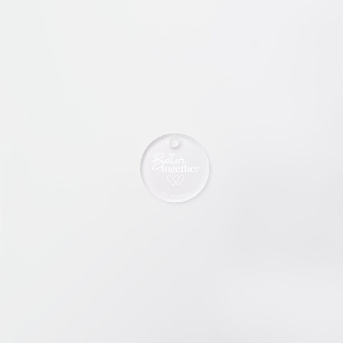 Etiquette cadeau mariage personnalisée illustration acrylique givré 3,5x3,5 cm - Garden