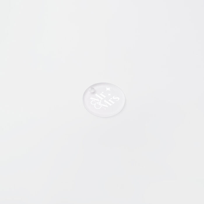 Etiquette cadeau mariage personnalisée illustration acrylique givré 3,5x3,5 cm - Garden