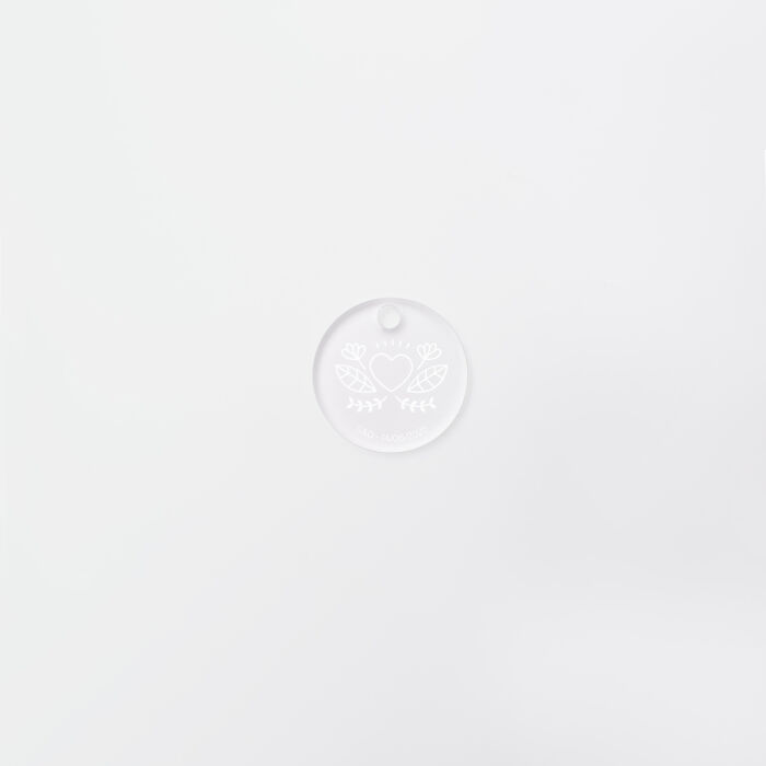 Etiquette cadeau mariage personnalisée illustration acrylique givré 3,5x3,5 cm - Garden