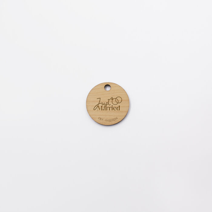 Etiquette cadeau mariage personnalisée illustration bois 3,5x3,5 cm - Garden