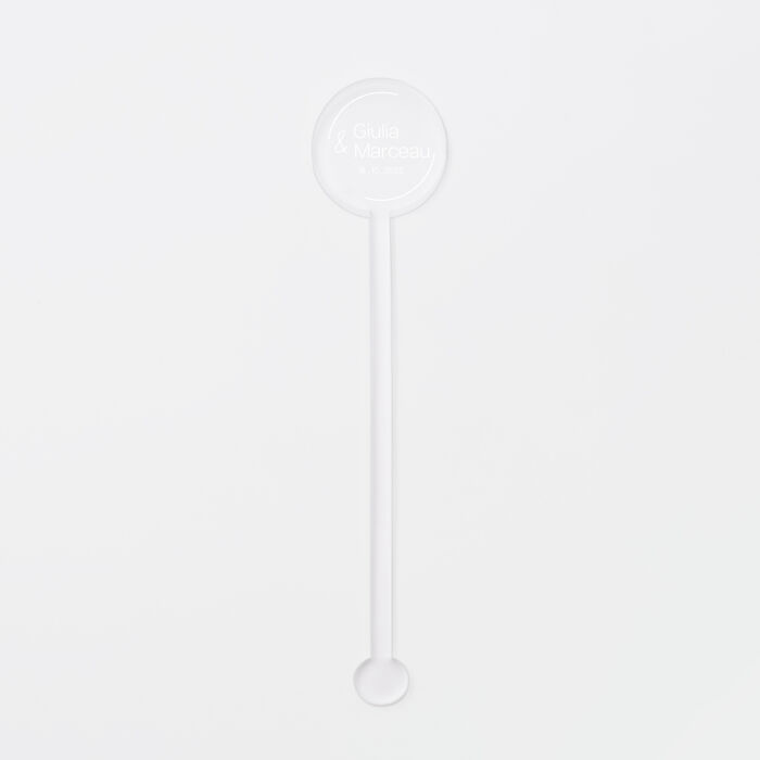 Touillette mariage personnalisée prénoms mariés acrylique givré 3x16 cm - Garden