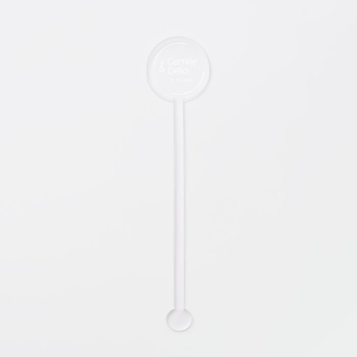 Touillette mariage personnalisée prénoms mariés acrylique givré 3x16 cm - Garden