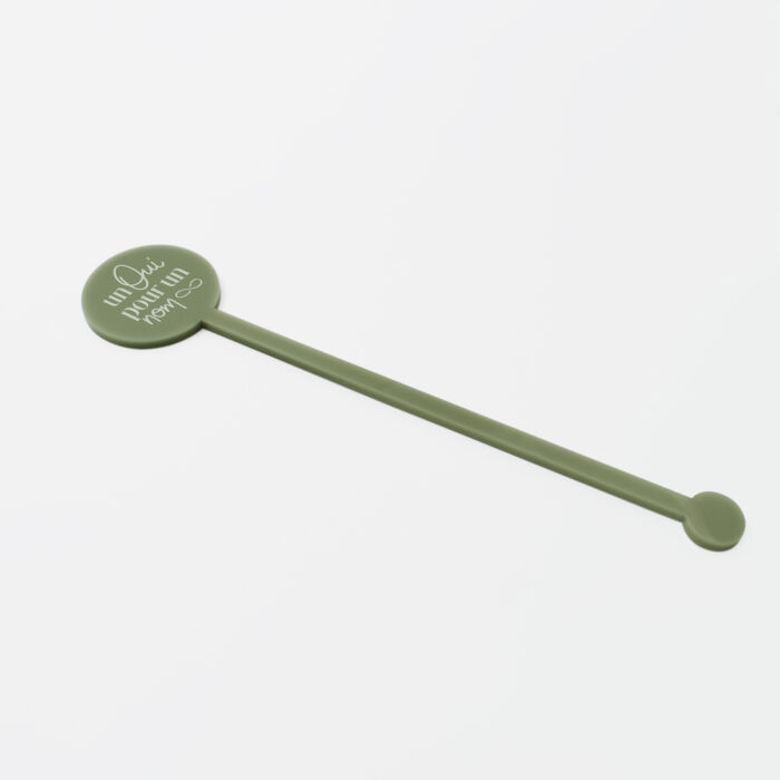 Touillette mariage illustrée acrylique vert 3x16 cm - Garden