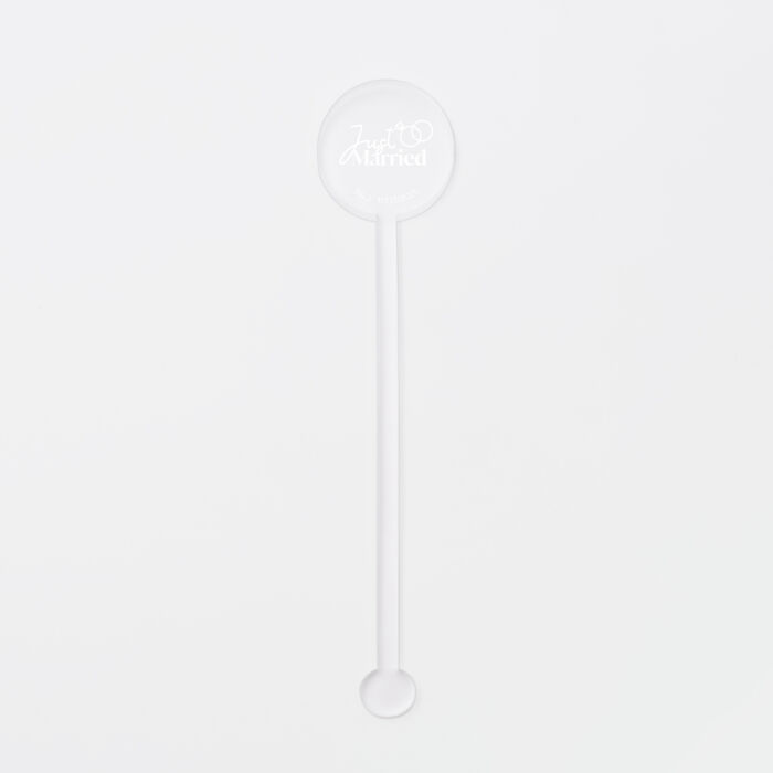 Touillette mariage illustrée acrylique givré 3x16 cm - Garden