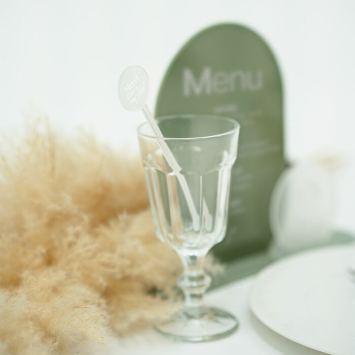 Touillette mariage illustrée acrylique givré 3x16 cm - Garden