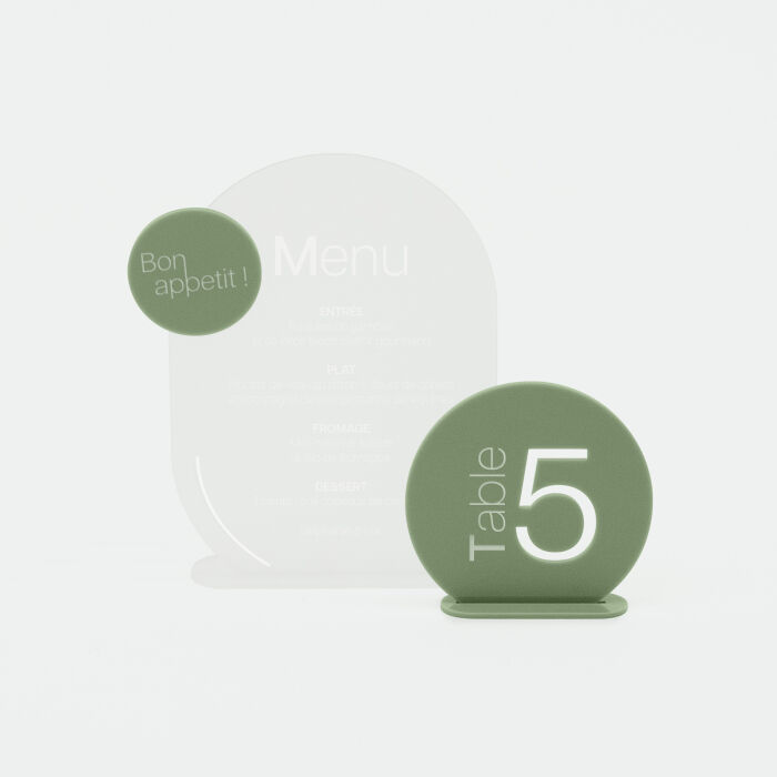 Menu mariage personnalisé acrylique givré 22x26 cm - Garden