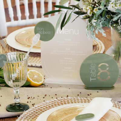 Menu mariage personnalisé acrylique givré 22x26 cm - Garden
