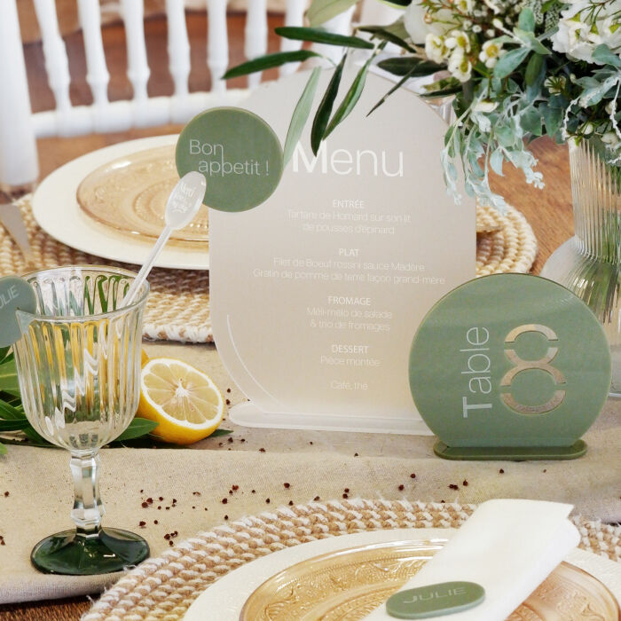 Menu mariage personnalisé acrylique givré 22x26 cm - Garden