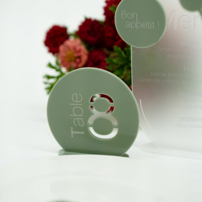 Numéro de table mariage acrylique 12x11 cm - Garden