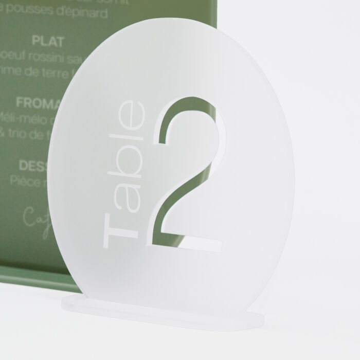 Numéro de table mariage acrylique 12x11 cm - Garden