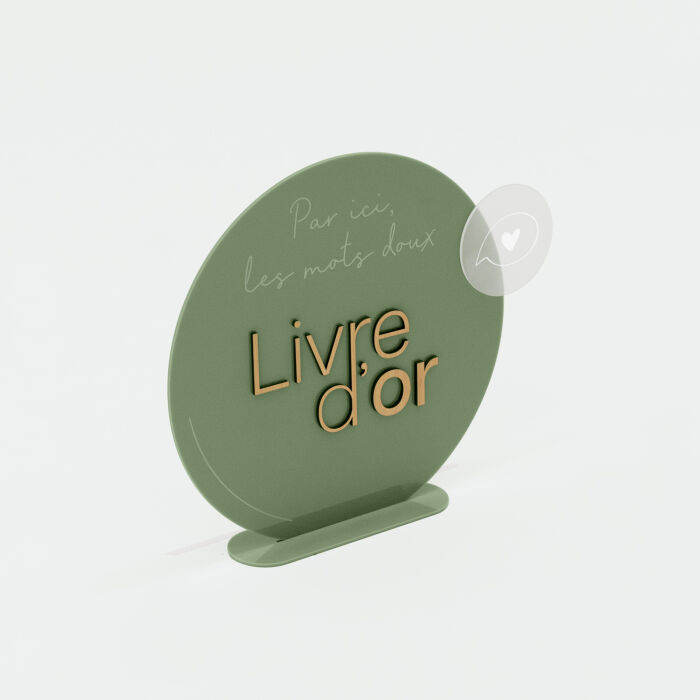 Panneau livre d'or mariage acrylique vert 31x30 cm - Garden