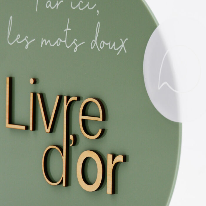 Panneau livre d'or mariage acrylique vert 31x30 cm - Garden