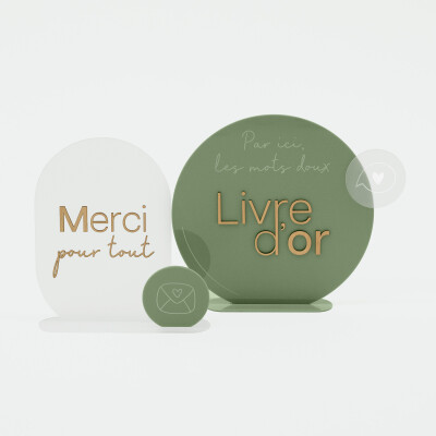 Panneau livre d'or mariage acrylique vert 31x30 cm - Garden