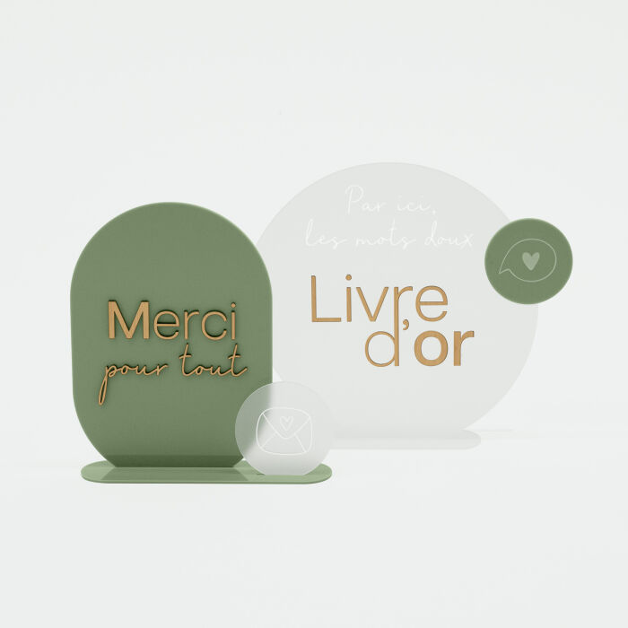 Panneau livre d'or mariage acrylique givré 31x30 cm - Garden