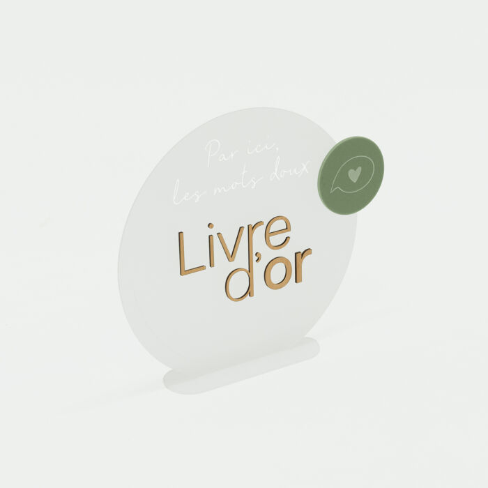 Panneau livre d'or mariage acrylique givré 31x30 cm - Garden