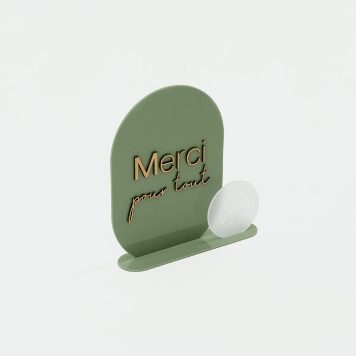 Panneau Merci mariage acrylique vert 20x28 cm - Garden