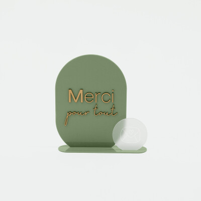 Panneau Merci mariage acrylique vert 20x28 cm - Garden