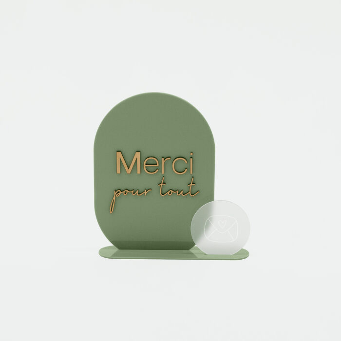 Panneau Merci mariage acrylique vert 20x28 cm - Garden