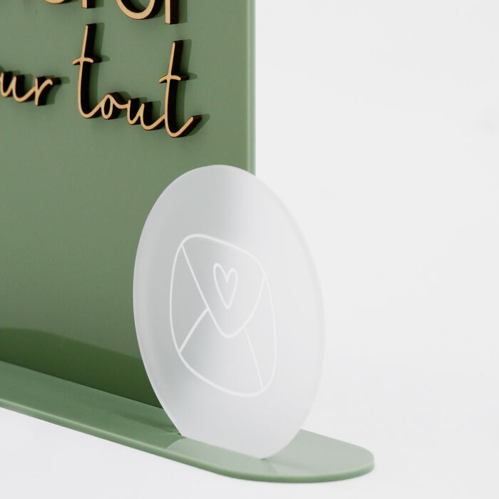 Panneau Merci mariage acrylique vert 20x28 cm - Garden