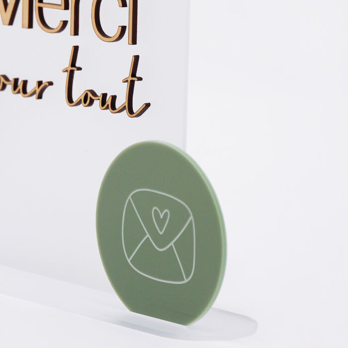 Panneau Merci mariage acrylique givré 20x28 cm - Garden