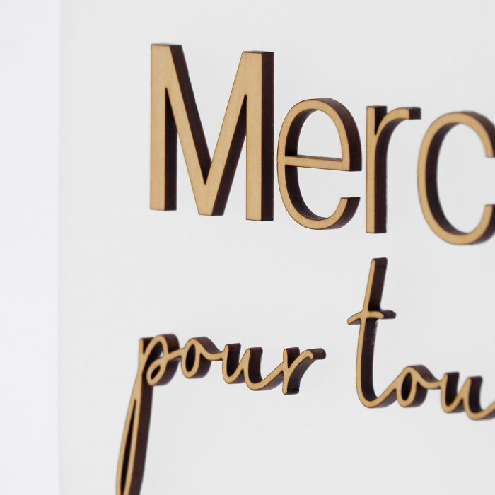 Panneau Merci mariage acrylique givré 20x28 cm - Garden