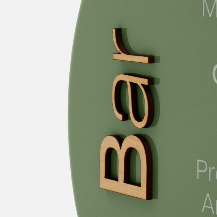 Signalétique bar mariage ronde personnalisée acrylique vert 30x29 cm - Garden