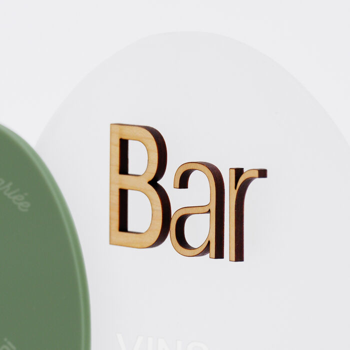 Signalétique bar mariage ovale personnalisée acrylique givré 23x32 cm - Garden