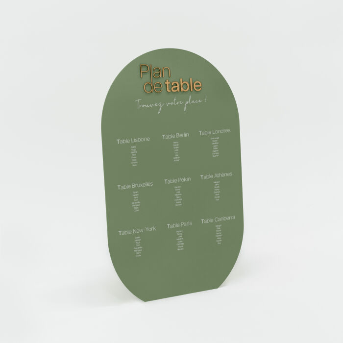 Plan de table mariage personnalisé acrylique vert 58x92 cm - Garden