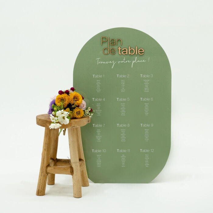Plan de table mariage personnalisé acrylique vert 58x92 cm - Garden