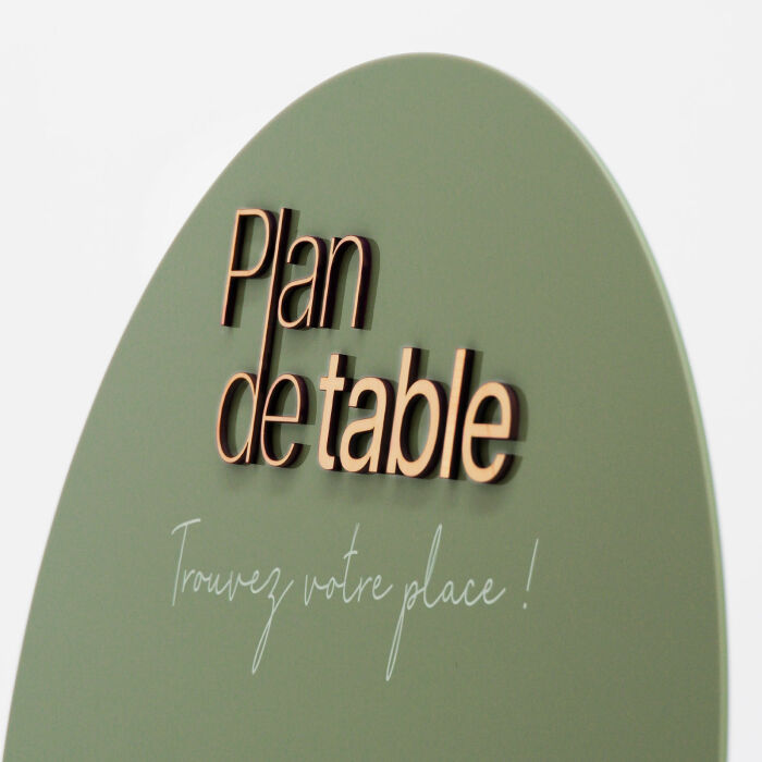 Plan de table mariage personnalisé acrylique vert 58x92 cm - Garden