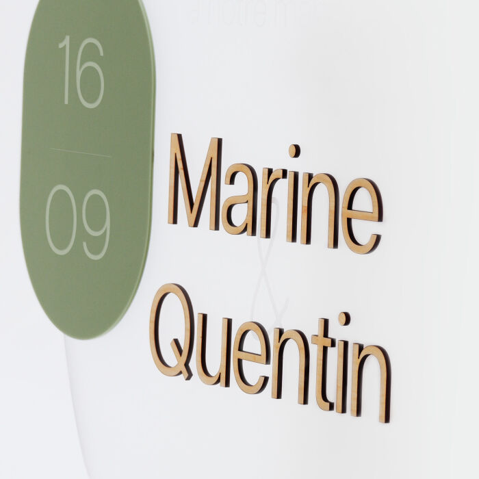 Panneau bienvenue mariage personnalisé acrylique givré 63x56 cm - Garden