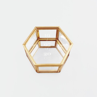 Boîte à alliances mariage personnalisée hexagonale date verre gravé 8x7x4 cm - Blue Mediterraneo