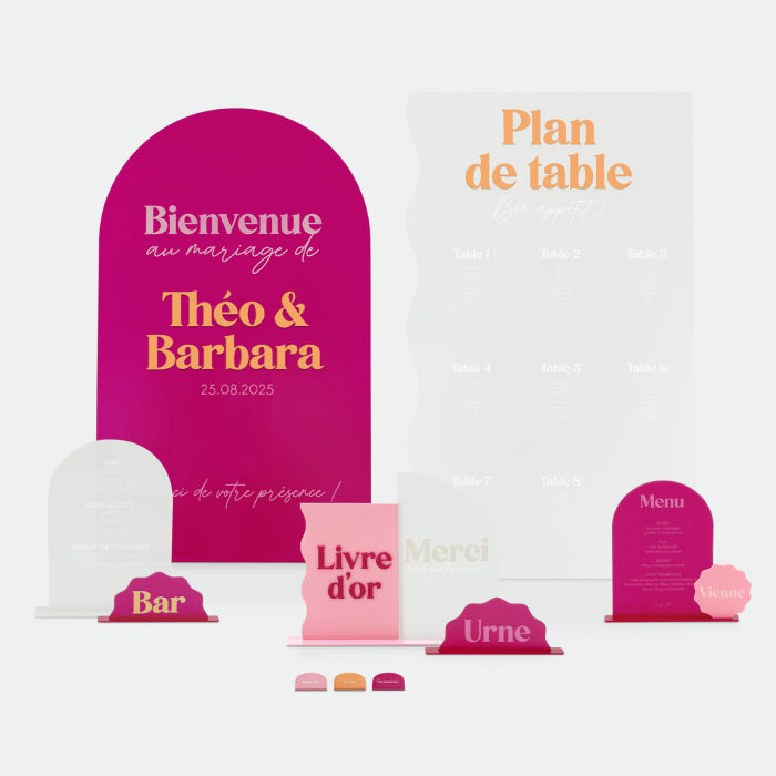 Pack décoration mariage personnalisée 70 invités - Pop