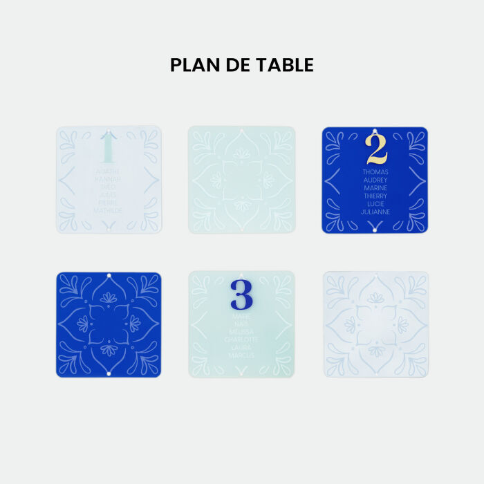 Pack décoration mariage personnalisée 70 invités - Blue Mediterraneo