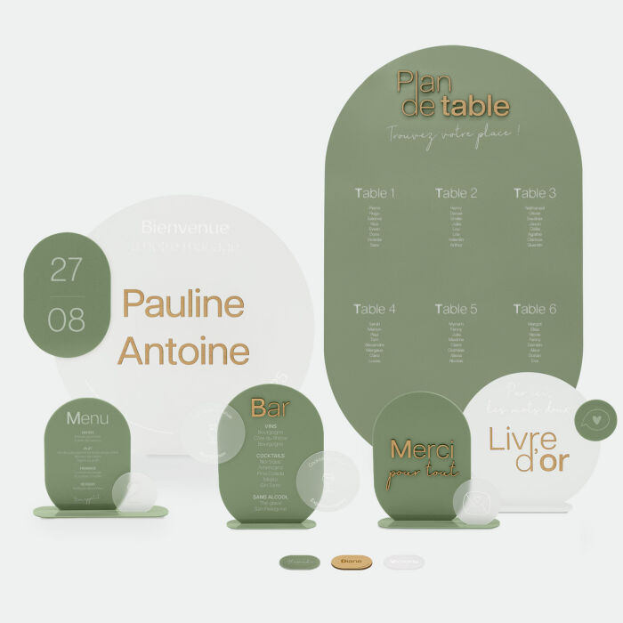 Pack décoration mariage personnalisée 70 invités - Garden