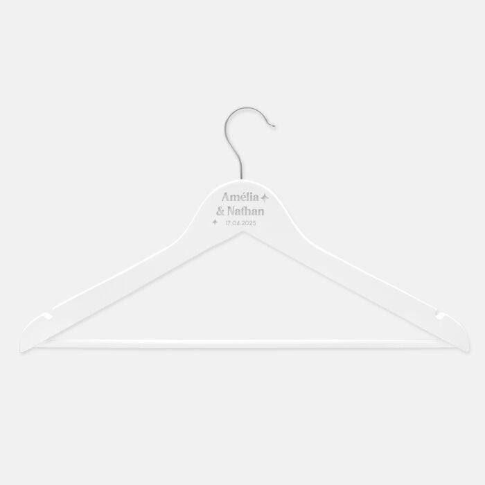 Cintre mariage personnalisé prénoms mariés bois 45x23 cm - Pop