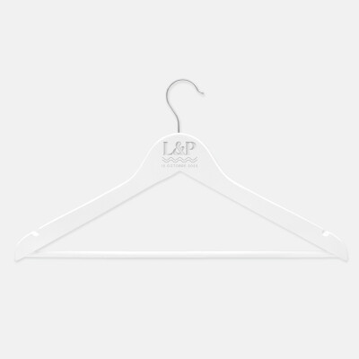 Cintre mariage personnalisé initiales mariés bois 45x23 cm - Pop