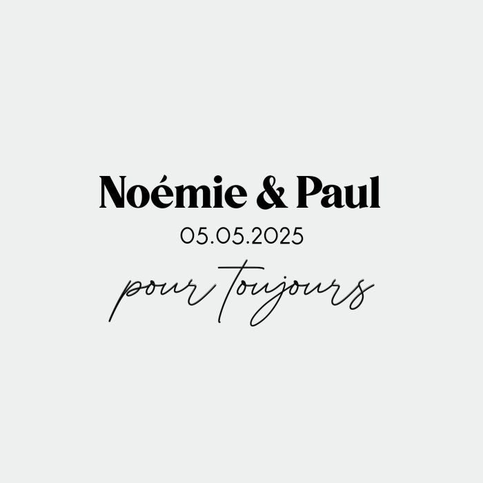 Cintre mariage personnalisé prénoms mariés "Pour toujours" bois 45x23 cm - Pop