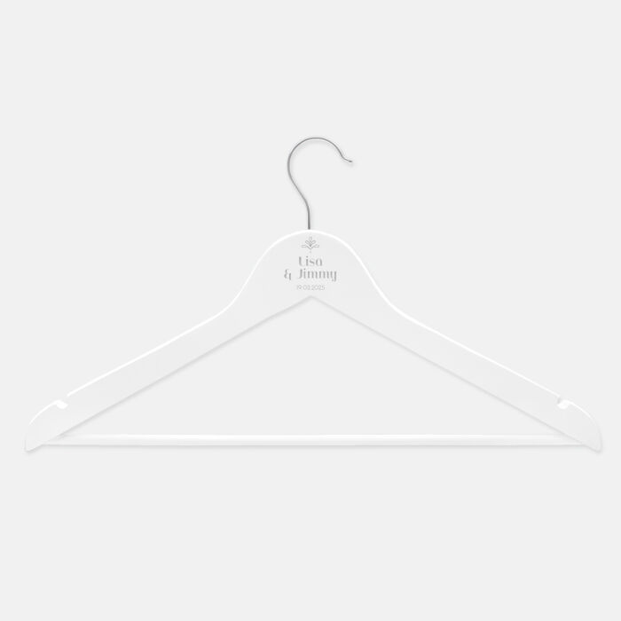 Cintre mariage personnalisé prénoms mariés bois 45x23 cm - Blue Mediterraneo