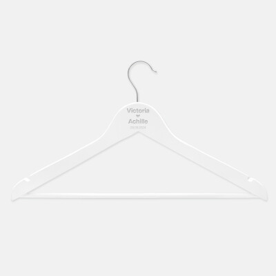 Cintre mariage personnalisé prénoms mariés illustration coeur bois 45x23 cm - Garden