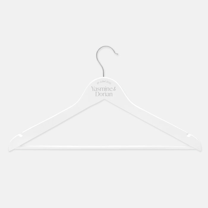 Cintre mariage personnalisé prénoms mariés bois 45x23 cm - Terracotta